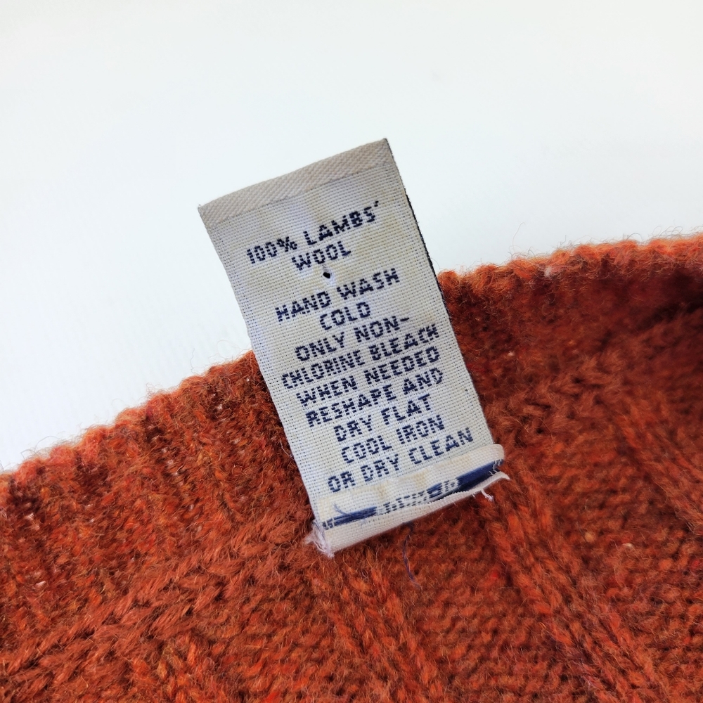 100% Wool Knit Burnt Orange Sweater Sz XL - Picture 6 of 8